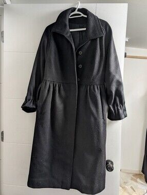 Vintage Jacob Crowley Black Wool Babydoll Swing Coat Made in Canada